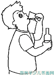 简笔画喝药的男孩子240337跟我学少儿书画网吃药简笔画卡通吃药简笔画