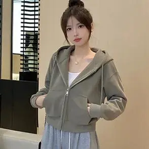 连帽早秋开衫女装春季短款新款小个子上衣卫衣外套女春秋新款