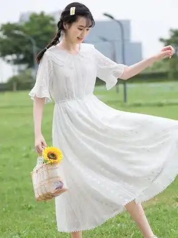 初中生高中生开学穿的超长连衣裙少女到脚踝少女夏装连衣裙初中学生夏