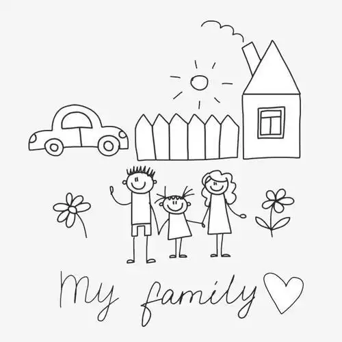 家庭和谐简笔画