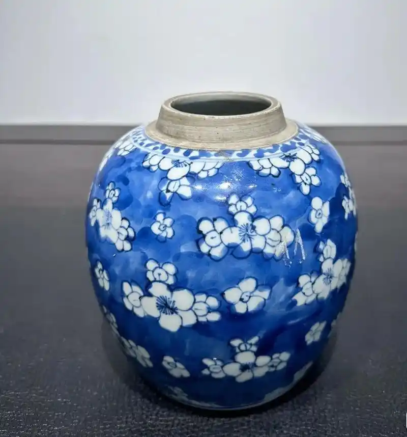 清康熙青花冰梅罐