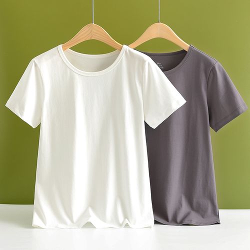 2件春夏季新疆液氨100纯棉短袖打底t恤女薄全棉宽松大码半袖内衣
