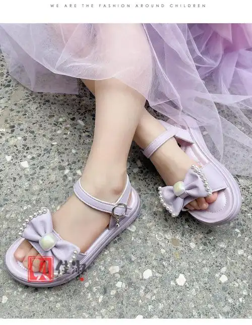 夏天儿童凉鞋女生小孩穿的女孩凉鞋七岁到十岁女童软底蝴蝶结公主鞋