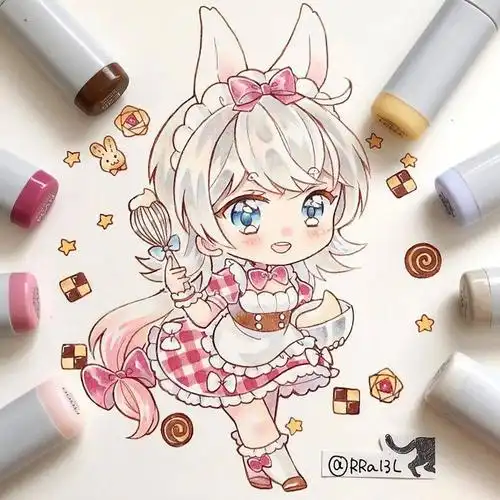 马克笔手绘 | 超萌超可爱q版马克笔动漫手绘,没有你绝对不行