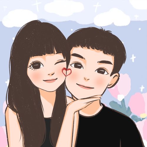 q版手绘头像定制卡通情侣头像人物真人形象漫画头像定制情侣头像