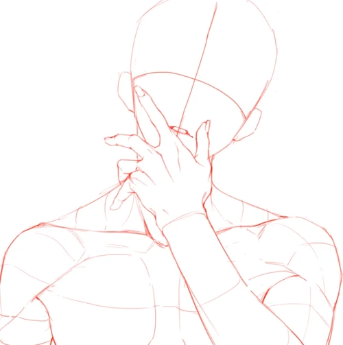 【绘画素材】手托脸六连拍pose—「单人线稿」 - 简书