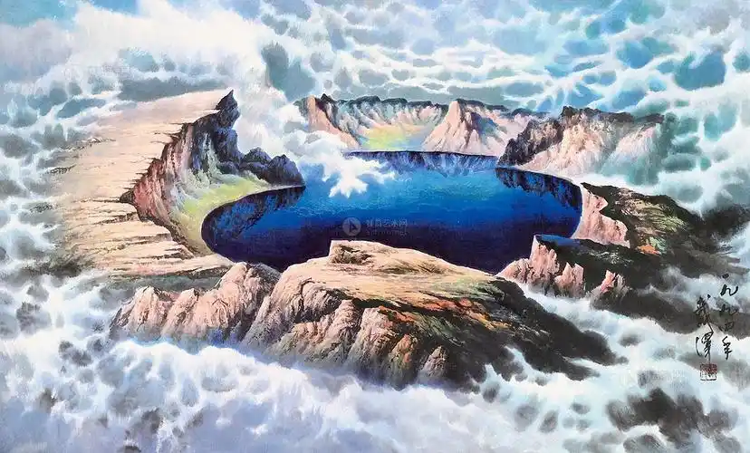 0889 天池风景 镜片 纸本