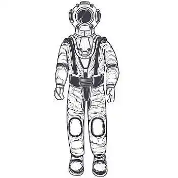 宇航员,太空服,黑白,插画,头盔,风格,雕刻,隔绝,白色背景,模版,设计