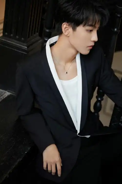 王俊凯黑色造型小合集身着经典黑色西装自信从容,风度自成～相同颜色