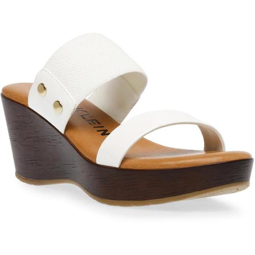 安妮 克莱恩anne klein女款白色凉鞋|womens slip on open toe wedge