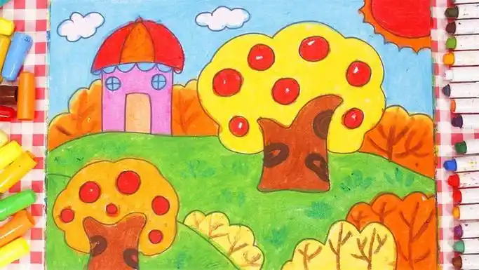 秋天的画儿童画画简单