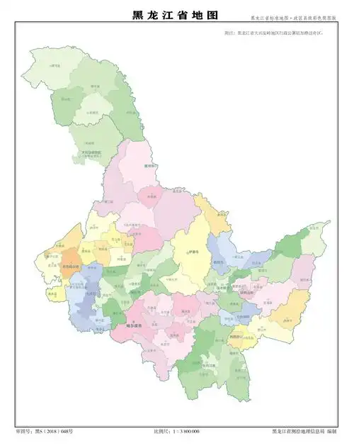 黑龙江标准地图(县级轮廓彩版)_黑龙江地图库_地图窝