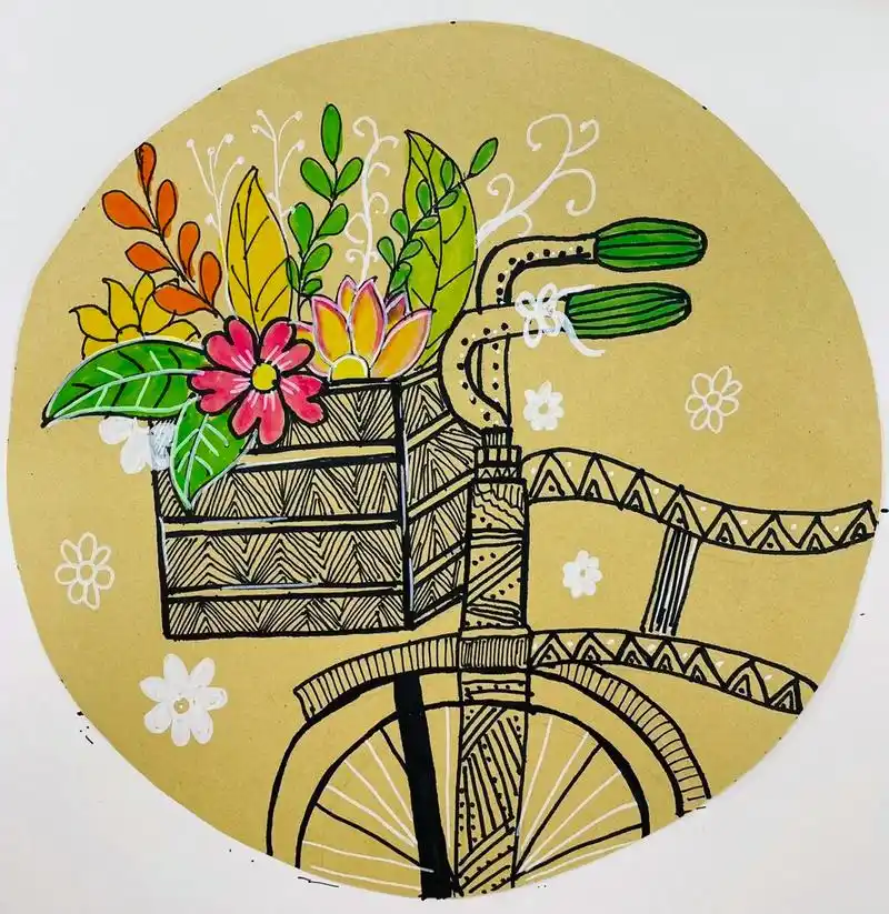 创意线描自行车#创意美术 #画画 #线描 #绘画 #图文 - 抖音