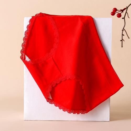 本命年红内裤服饰女纯棉抗菌档中腰全棉红色结婚三角短裤居幻