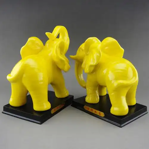 黄色大象摆件一对吉祥如意吸水家居玄关客厅办公室摆件