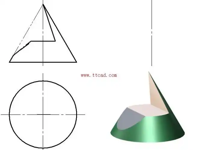 机械制图习题圆锥被三个面截切后的水平投影和侧面投影