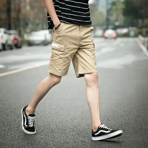 夏季男士工装短裤五分裤潮宽松大码休闲裤直筒中裤子男七分夏天薄