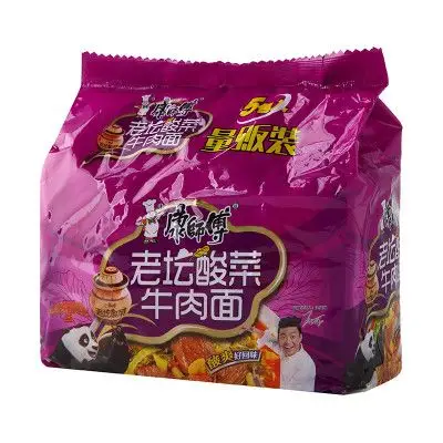 康师傅老坛酸菜牛肉面114g5包组