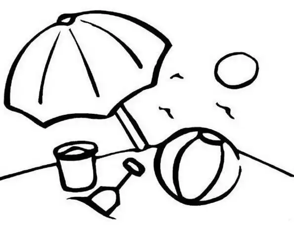 夏日沙滩风景简笔画作品