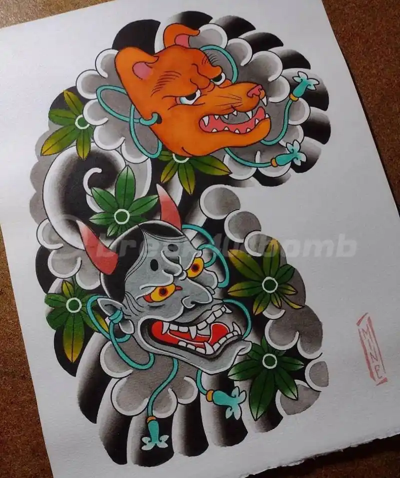 老传统的纹身纹起来耐看,比较经典~ #老传统纹身# #半甲纹身# #日式老