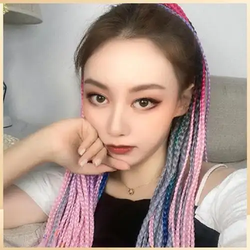 抖音网红脏辫拳击辫 少女彩色假发辫子 渐变色马尾辫三股式麻花辫