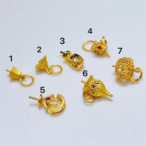 全新s925银镀金古法银站扣diy吊坠粘扣纯银饰品保色材料吊坠扣