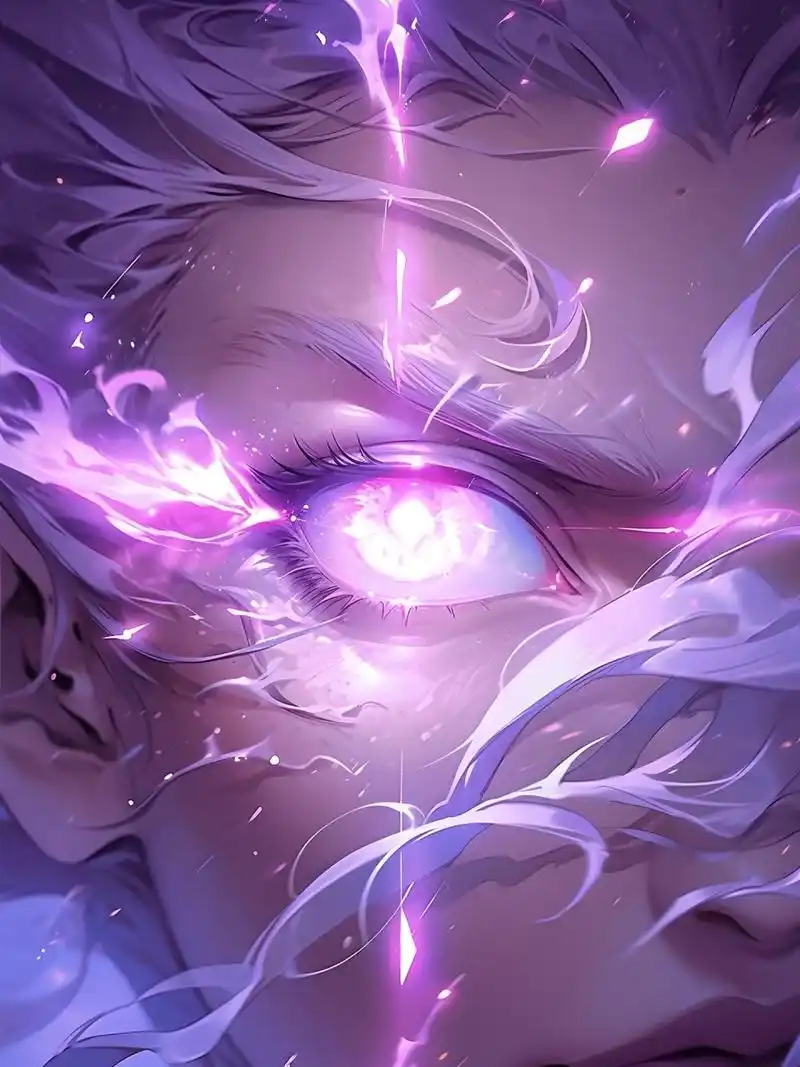 紫电|极致特效-眼睛特写镜头 眼睛里都是紫色的闪电, 当女生愤怒起来