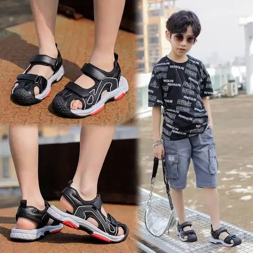 凉鞋儿童包头白色6岁半夏季男童软底男孩12岁凉鞋