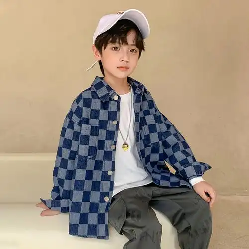 春秋潮牌帅气男孩12岁外套翻领男童小学生衬衫普通外套