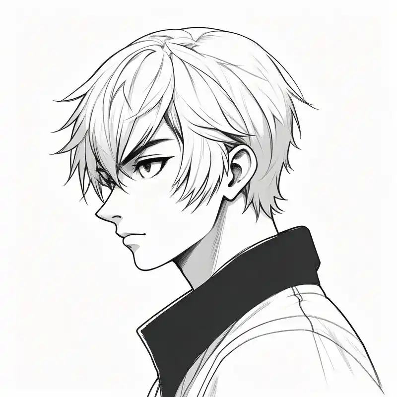 动漫男生侧颜杀97 探索动漫男生的独特魅力,这组黑白风格的侧脸头像