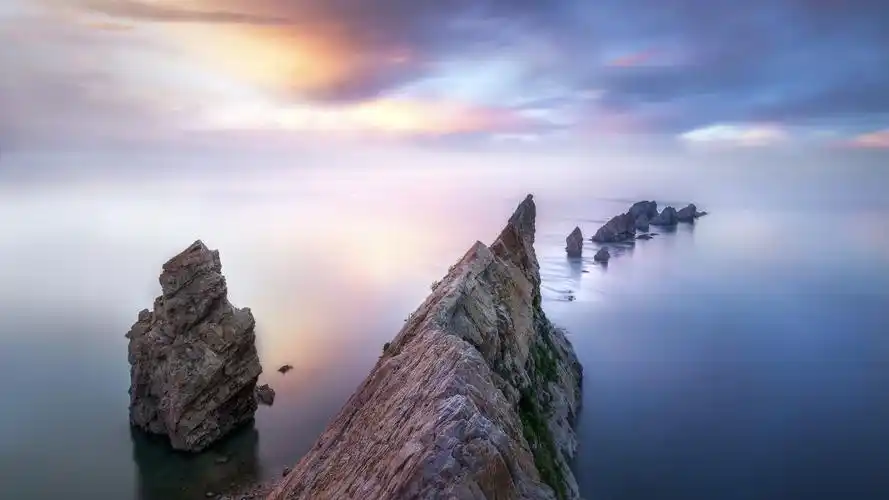 平静,海洋,珊瑚礁,日落,地平线,4k图片,4k高清风景图片,娟娟壁纸