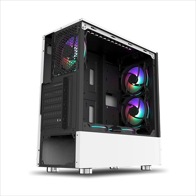 先马逾辉清风电脑游戏机箱台式机atx主侧透白色粉色空机箱