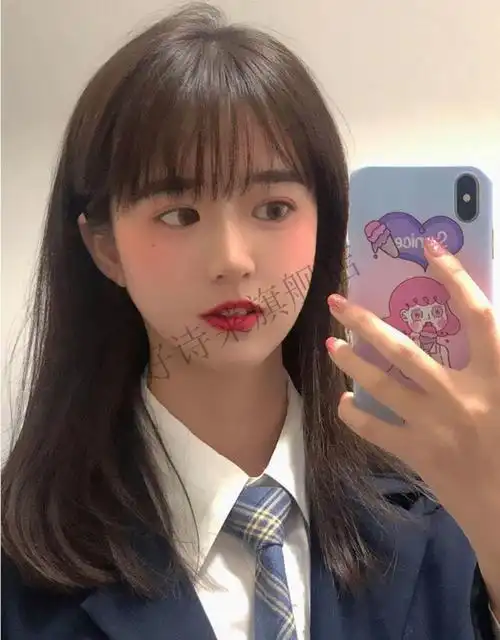 假发女长发自然全头空气刘海气质修脸自然日常学生网红全头套自然黑