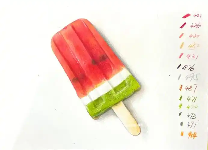 少儿彩铅课冰棍绘画过程适合10岁