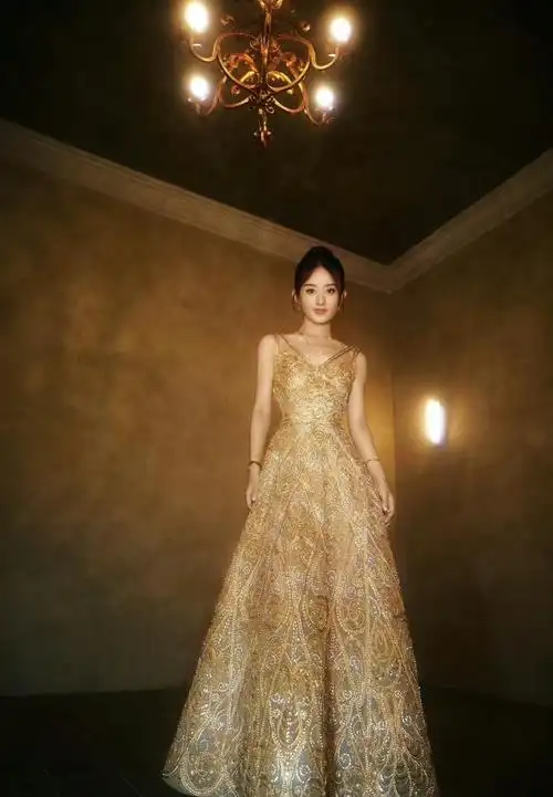 赵丽颖白玉兰红毯上一袭金黄色礼服简直鲨疯了!__财经头条