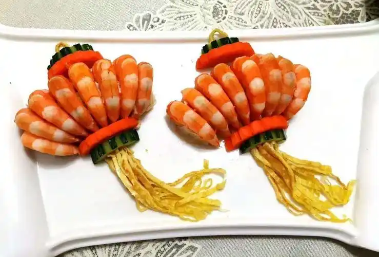 节日菜2:水煮大虾摆盘