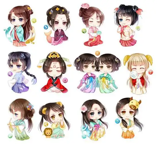 画12星座少女q版,十二星座画画排名