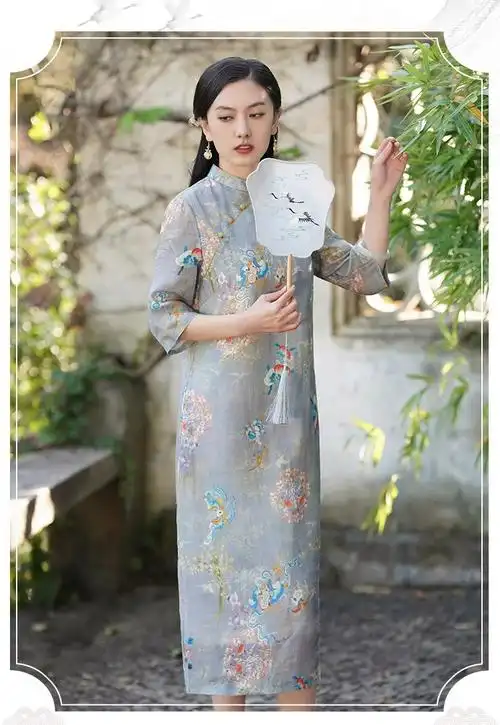 2024苎麻改良旗袍女夏季新款微胖遮肚气质复古显瘦中式棉麻连衣