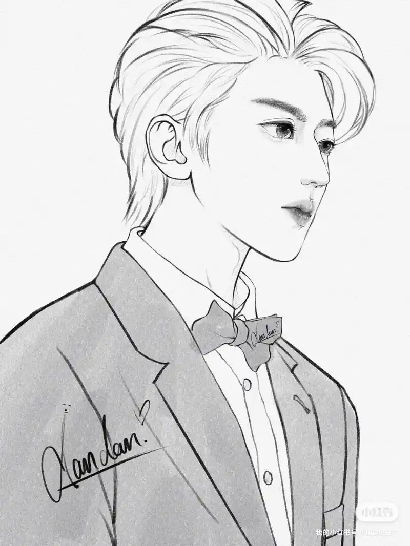 颜值担当蔡徐坤来啦男生线稿练习