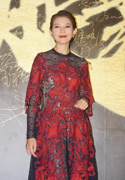 蔡少芬一袭印花古典长裙亮相 雍容华贵气场全开