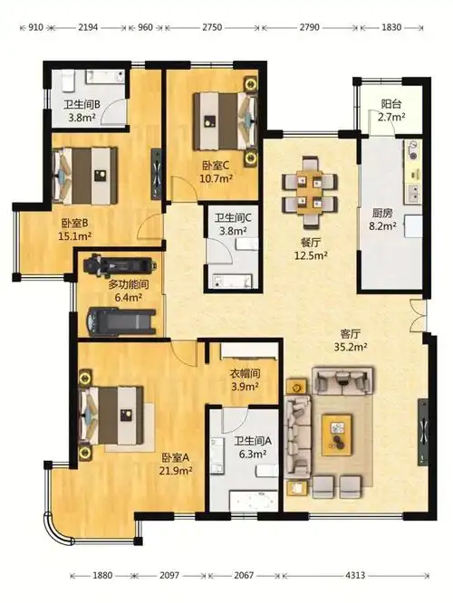 736万买石景山杨庄168平米大平层