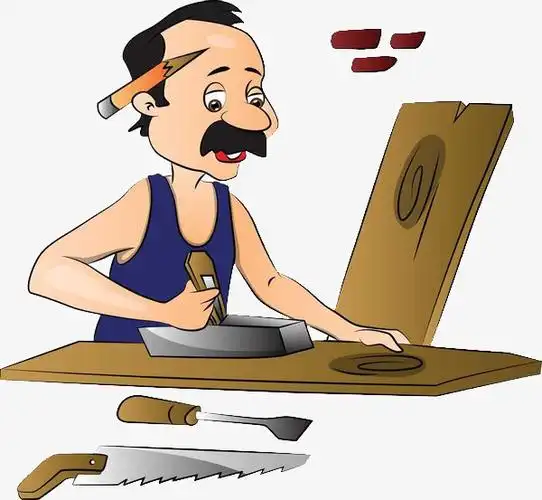 卡通插图_卡通插图装修师傅裁切木板场景免费下载_高清png图片-90设计