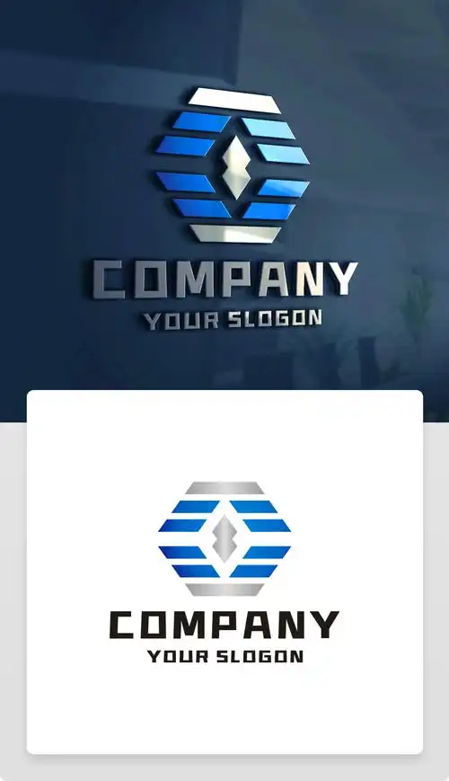 蓝色大气简约时尚创意标志logo设计