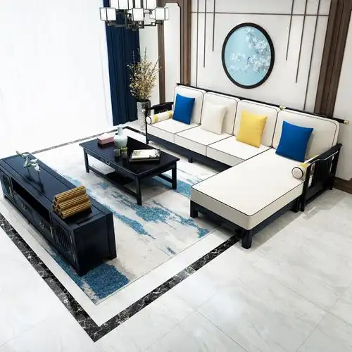 新中式木沙发简约轻奢禅意贵妃ciaa布艺家具大小户型客厅沙发组合