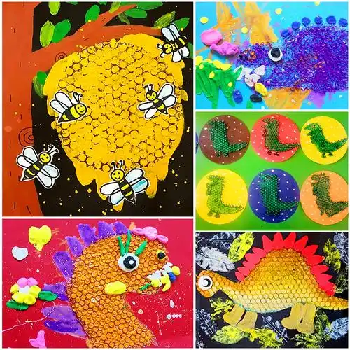 气泡膜画diy 儿童手工绘画涂鸦颜料美术材料幼儿园创意拓印气泡垫