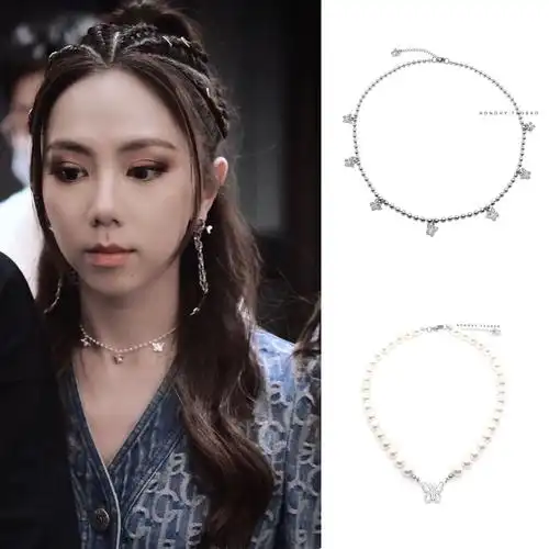 邓紫棋周柯宇国潮同款《倒数》维多利亚系列碎钻蝴蝶珍珠项链男女