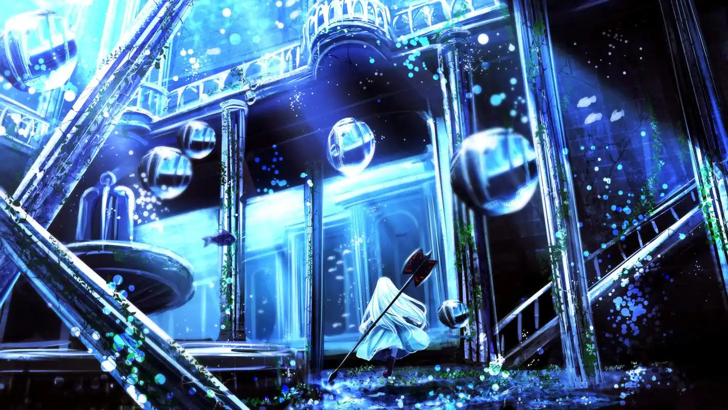 蓝色主题唯美壁纸#二次元美图# #动漫美图