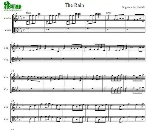 久石让 - the rain小提琴中提琴二重奏谱