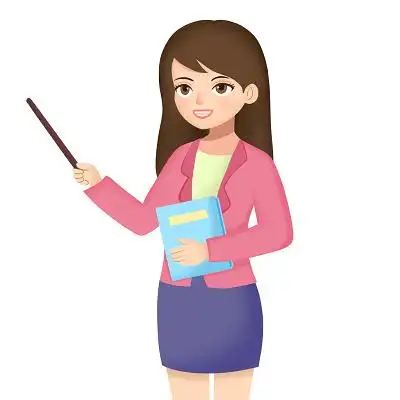 彩色卡通手绘老师侧面讲课卡通人物素材原创插画海报