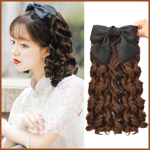 欧美假发女罗马卷长卷发马尾假发复古民国风旗袍油条卷高马尾